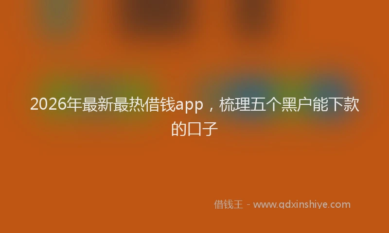 2026年最新最热借钱app，梳理五个黑户能下款的口子