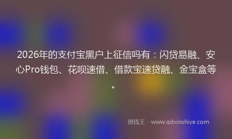 2026年的支付宝黑户上征信吗有：闪贷易融、安心Pro钱包、花呗速借、借款宝速贷融、金宝盒等。