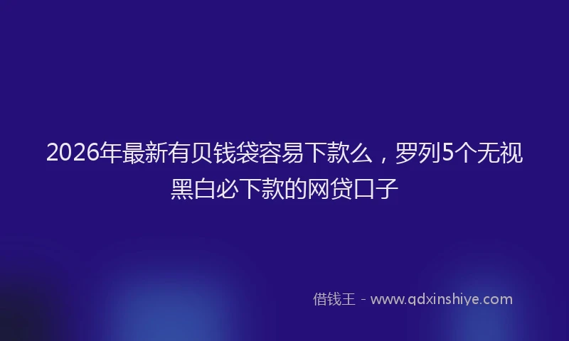 2026年最新有贝钱袋容易下款么，罗列5个无视黑白必下款的网贷口子