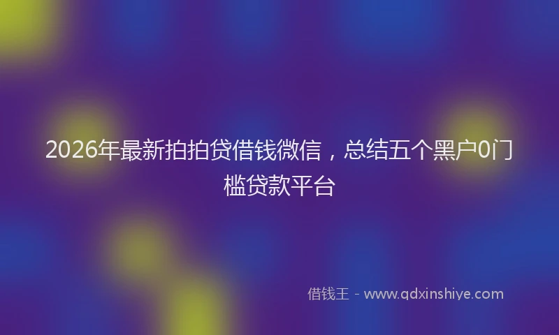 2026年最新拍拍贷借钱微信，总结五个黑户0门槛贷款平台