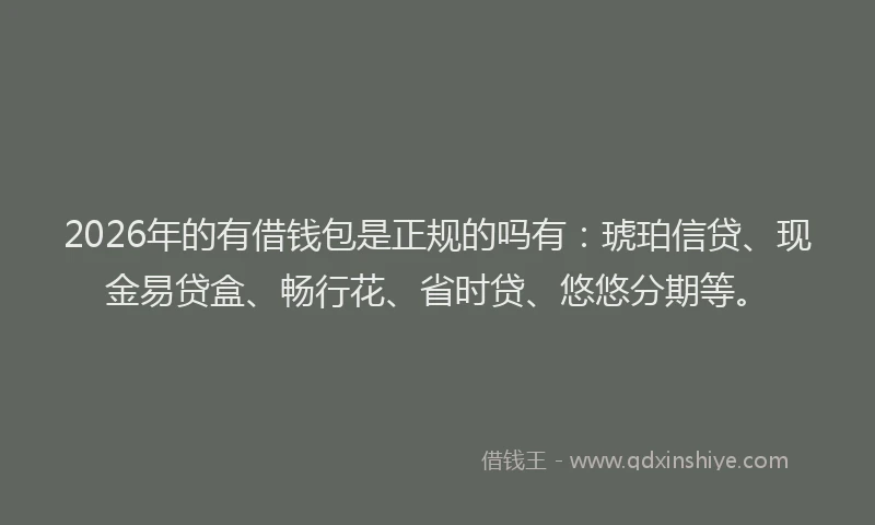2026年的有借钱包是正规的吗有：琥珀信贷、现金易贷盒、畅行花、省时贷、悠悠分期等。
