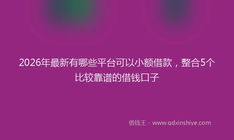 2026年最新有哪些平台可以小额借款，整合5个比较靠谱的借钱口子