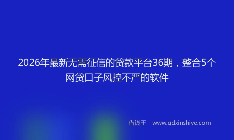 2026年最新无需征信的贷款平台36期，整合5个网贷口子风控不严的软件