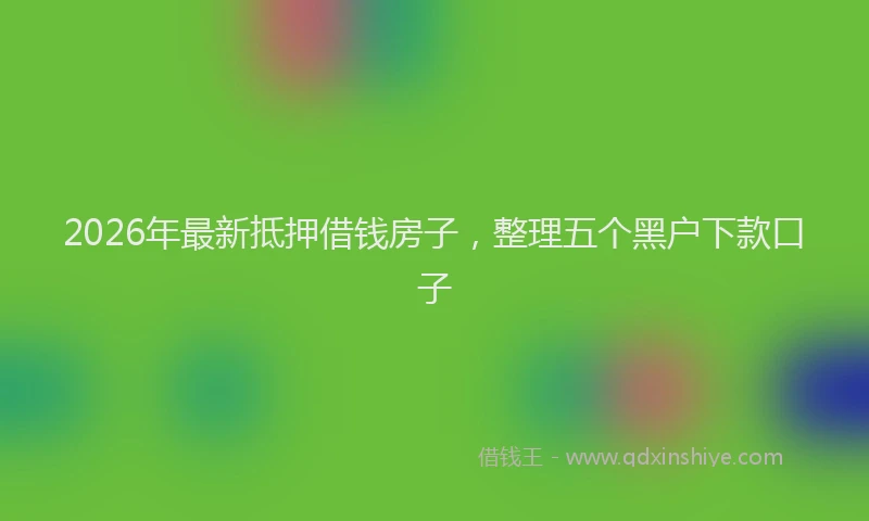 2026年最新抵押借钱房子，整理五个黑户下款口子