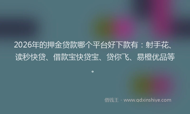 2026年的押金贷款哪个平台好下款有：射手花、读秒快贷、借款宝快贷宝、贷你飞、易橙优品等。