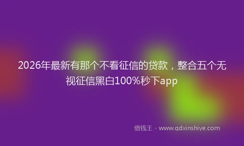 2026年最新有那个不看征信的贷款，整合五个无视征信黑白100%秒下app
