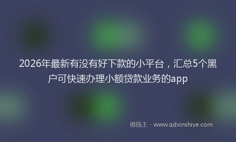 2026年最新有没有好下款的小平台，汇总5个黑户可快速办理小额贷款业务的app