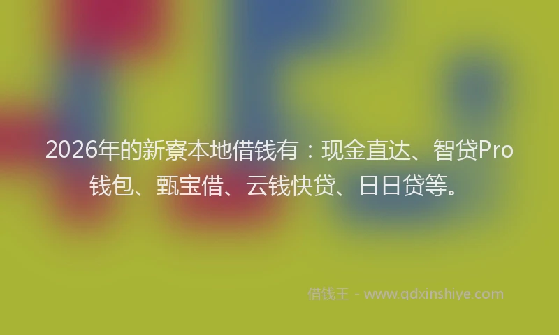 2026年的新寮本地借钱有：现金直达、智贷Pro钱包、甄宝借、云钱快贷、日日贷等。