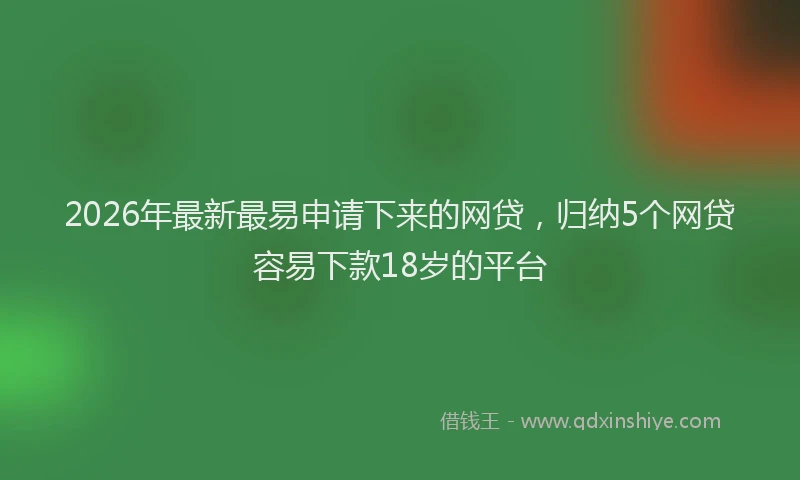 2026年最新最易申请下来的网贷，归纳5个网贷容易下款18岁的平台