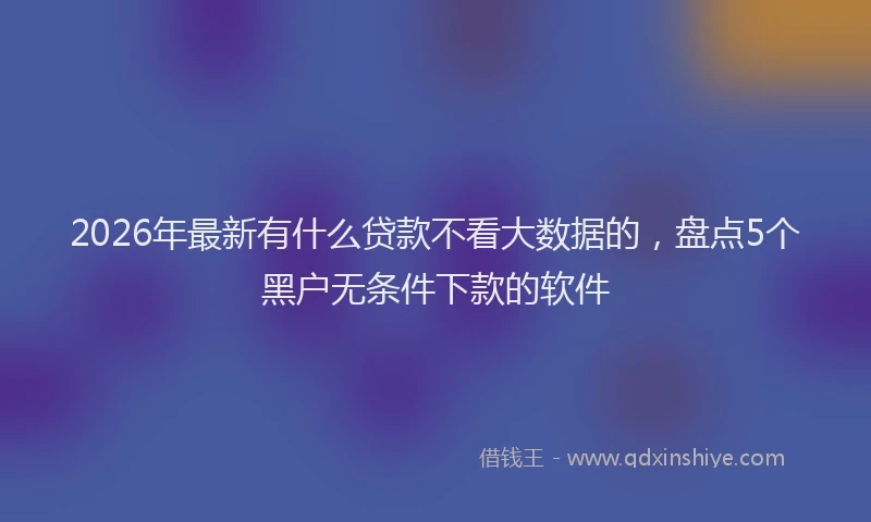 2026年最新有什么贷款不看大数据的，盘点5个黑户无条件下款的软件