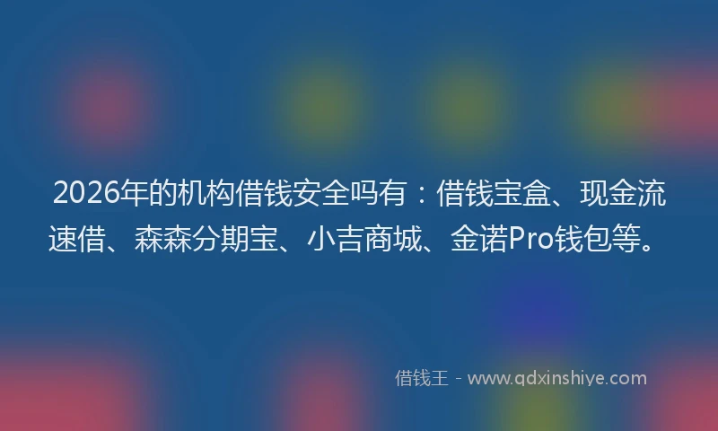 2026年的机构借钱安全吗有：借钱宝盒、现金流速借、森森分期宝、小吉商城、金诺Pro钱包等。
