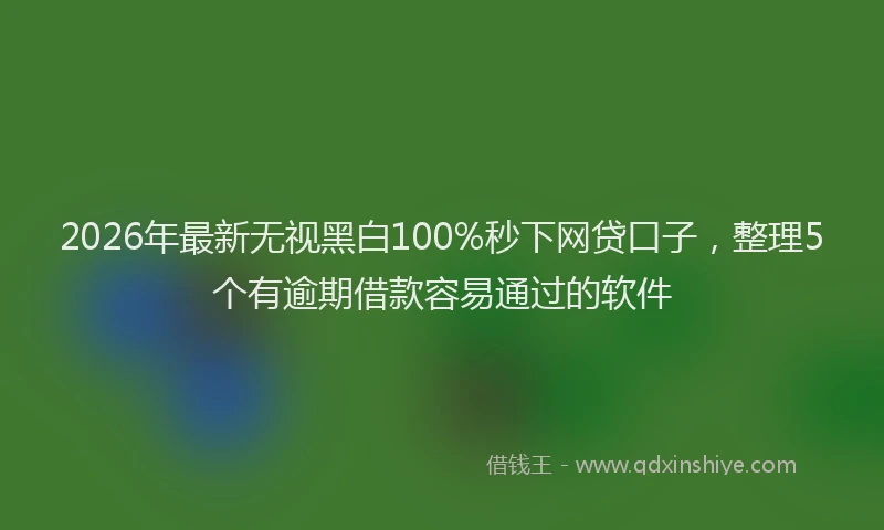 2026年最新无视黑白100%秒下网贷口子，整理5个有逾期借款容易通过的软件