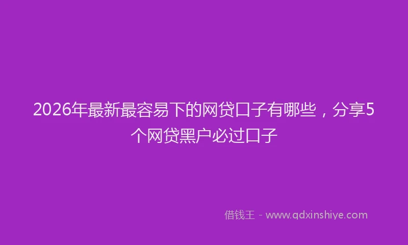 2026年最新最容易下的网贷口子有哪些，分享5个网贷黑户必过口子