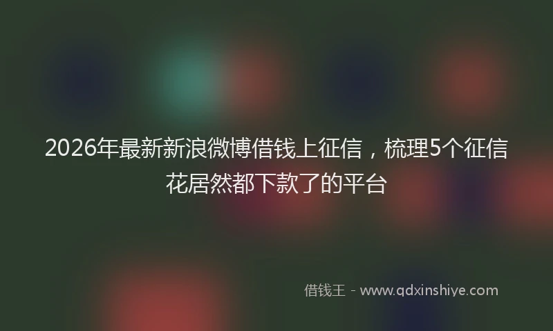 2026年最新新浪微博借钱上征信，梳理5个征信花居然都下款了的平台