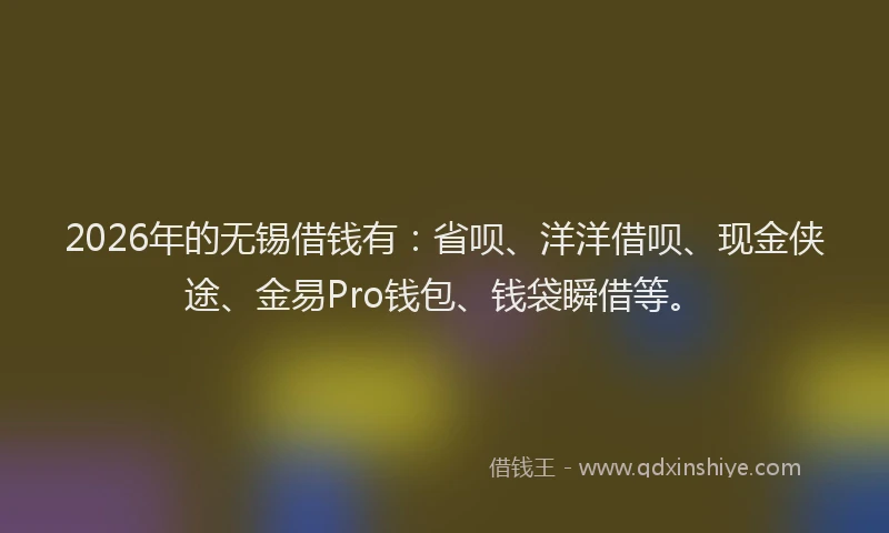 2026年的无锡借钱有：省呗、洋洋借呗、现金侠途、金易Pro钱包、钱袋瞬借等。