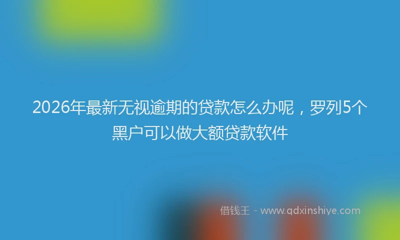 2026年最新无视逾期的贷款怎么办呢，罗列5个黑户可以做大额贷款软件