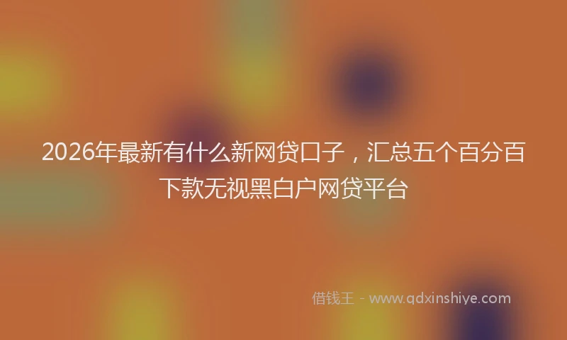 2026年最新有什么新网贷口子，汇总五个百分百下款无视黑白户网贷平台