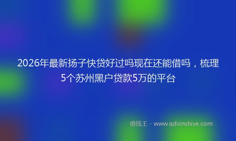 2026年最新扬子快贷好过吗现在还能借吗，梳理5个苏州黑户贷款5万的平台
