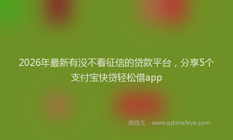 2026年最新有没不看征信的贷款平台，分享5个支付宝快贷轻松借app