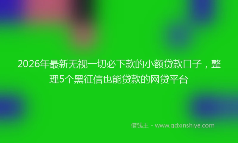 2026年最新无视一切必下款的小额贷款口子，整理5个黑征信也能贷款的网贷平台