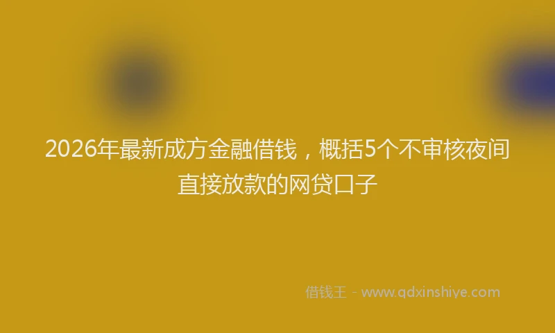 2026年最新成方金融借钱,概括5个不审核夜间直接放款的网贷口子