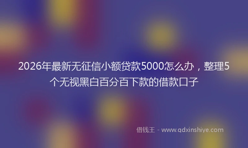 2026年最新无征信小额贷款5000怎么办，整理5个无视黑白百分百下款的借款口子