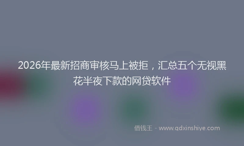 2026年最新招商审核马上被拒，汇总五个无视黑花半夜下款的网贷软件