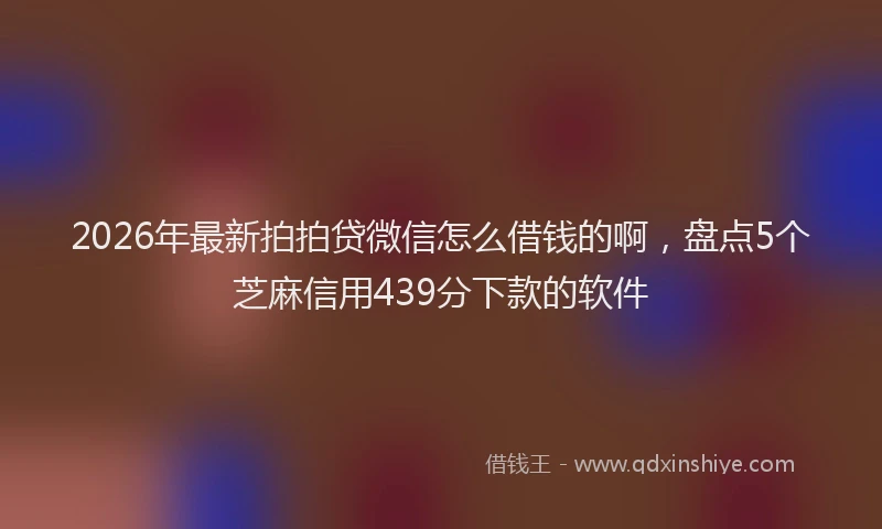 2026年最新拍拍贷微信怎么借钱的啊，盘点5个芝麻信用439分下款的软件