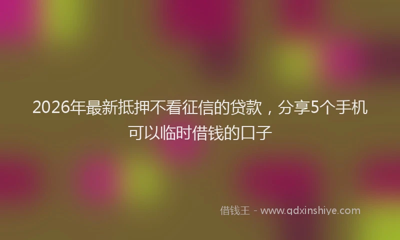 2026年最新抵押不看征信的贷款，分享5个手机可以临时借钱的口子