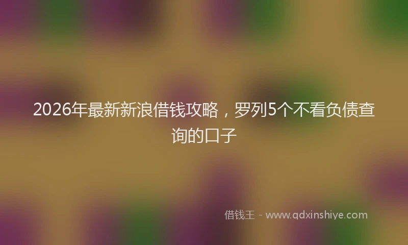 2026年最新新浪借钱攻略，罗列5个不看负债查询的口子