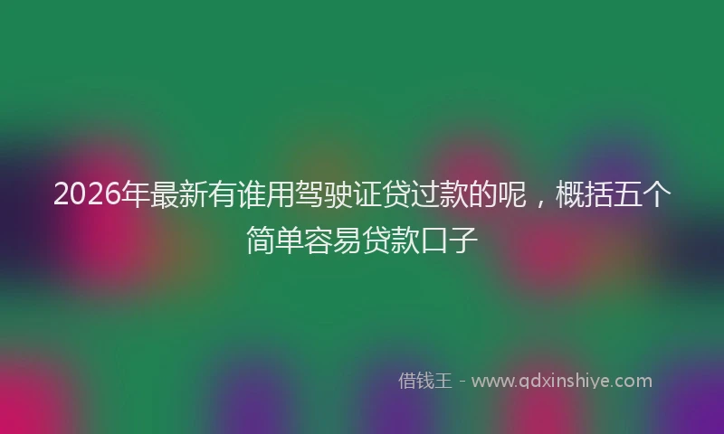 2026年最新有谁用驾驶证贷过款的呢，概括五个简单容易贷款口子