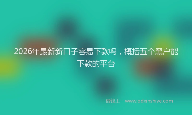 2026年最新新口子容易下款吗，概括五个黑户能下款的平台