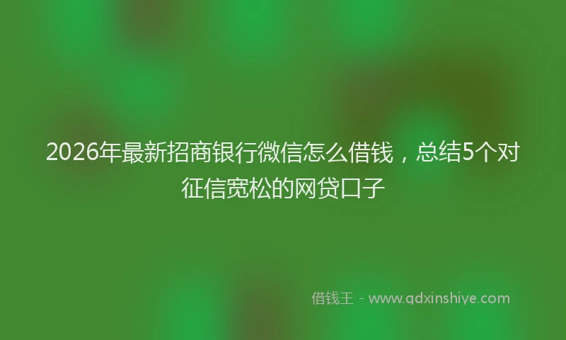 2026年最新招商银行微信怎么借钱，总结5个对征信宽松的网贷口子