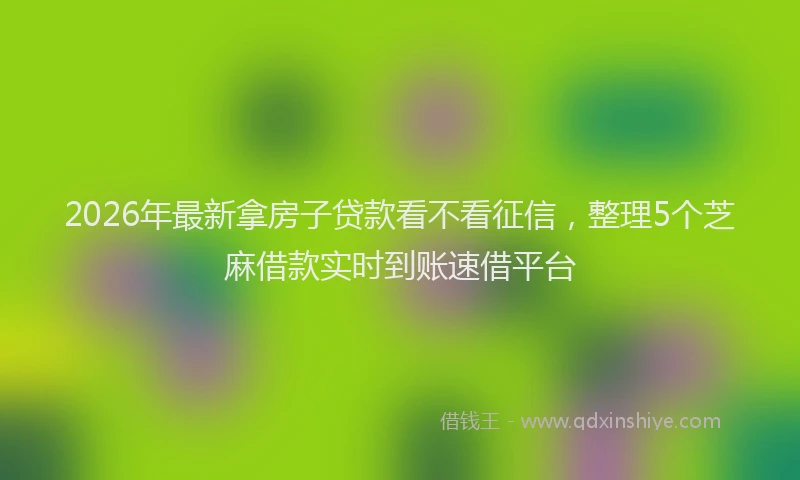 2026年最新拿房子贷款看不看征信，整理5个芝麻借款实时到账速借平台