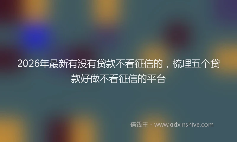2026年最新有没有贷款不看征信的，梳理五个贷款好做不看征信的平台
