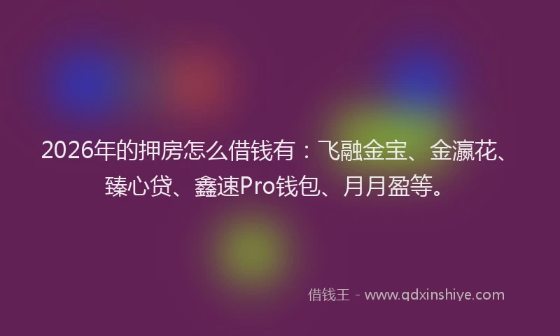 2026年的押房怎么借钱有：飞融金宝、金瀛花、臻心贷、鑫速Pro钱包、月月盈等。