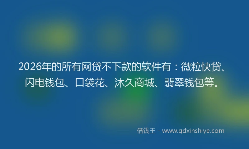 2026年的所有网贷不下款的软件有：微粒快贷、闪电钱包、口袋花、沐久商城、翡翠钱包等。