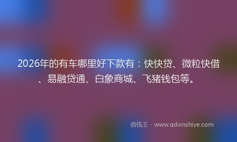 2026年的有车哪里好下款有：快快贷、微粒快借、易融贷通、白象商城、飞猪钱包等。