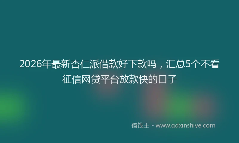 2026年最新杏仁派借款好下款吗，汇总5个不看征信网贷平台放款快的口子