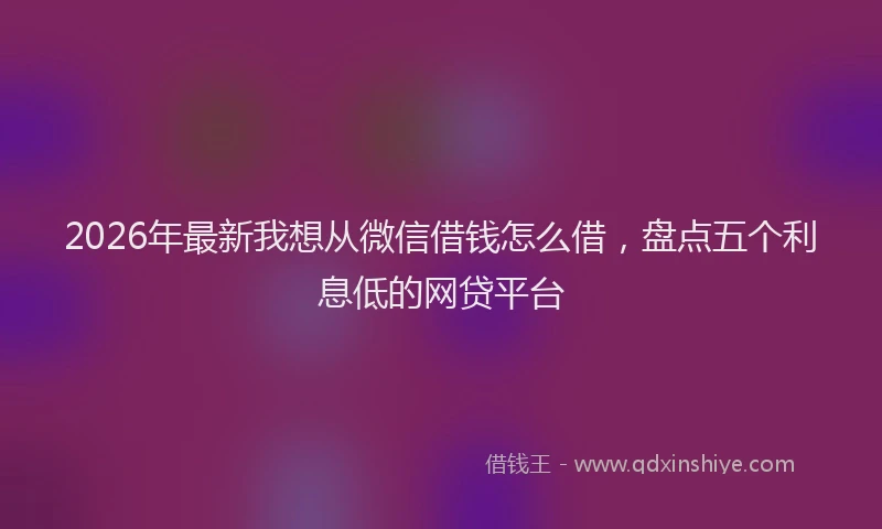 2026年最新我想从微信借钱怎么借，盘点五个利息低的网贷平台