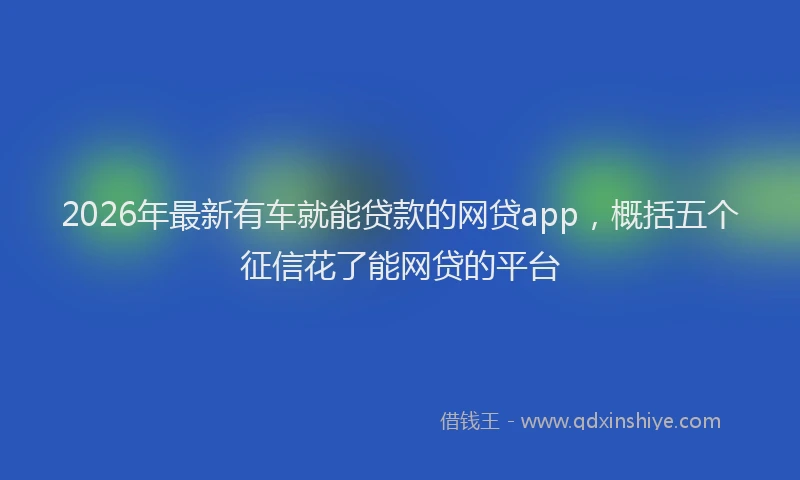 2026年最新有车就能贷款的网贷app，概括五个征信花了能网贷的平台