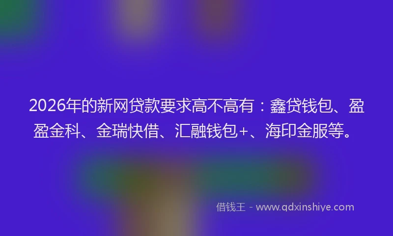 2026年的新网贷款要求高不高有：鑫贷钱包、盈盈金科、金瑞快借、汇融钱包+、海印金服等。