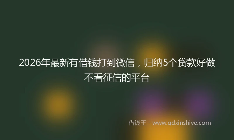 2026年最新有借钱打到微信，归纳5个贷款好做不看征信的平台
