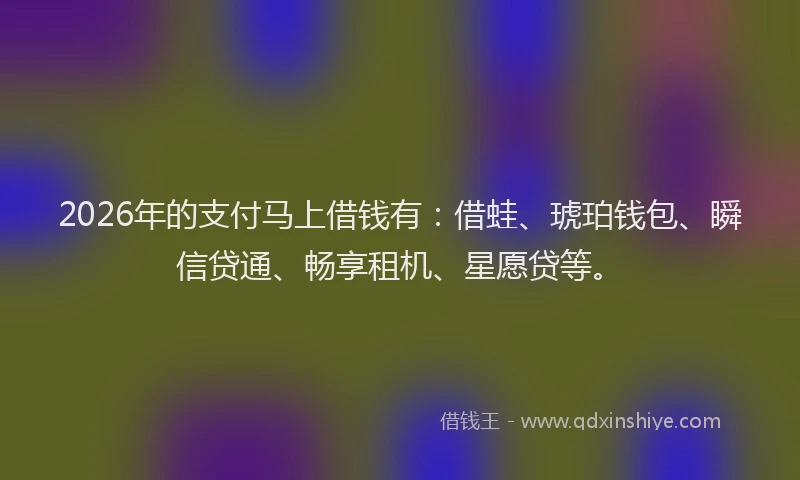 2026年的支付马上借钱有：借蛙、琥珀钱包、瞬信贷通、畅享租机、星愿贷等。