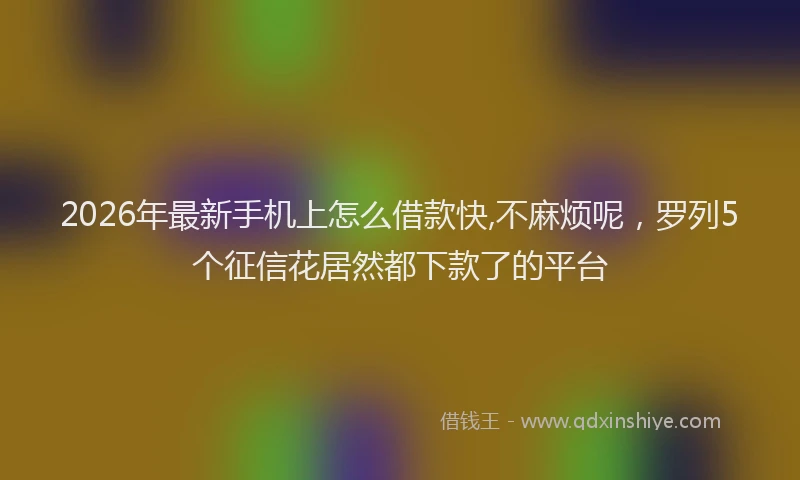2026年最新手机上怎么借款快,不麻烦呢，罗列5个征信花居然都下款了的平台