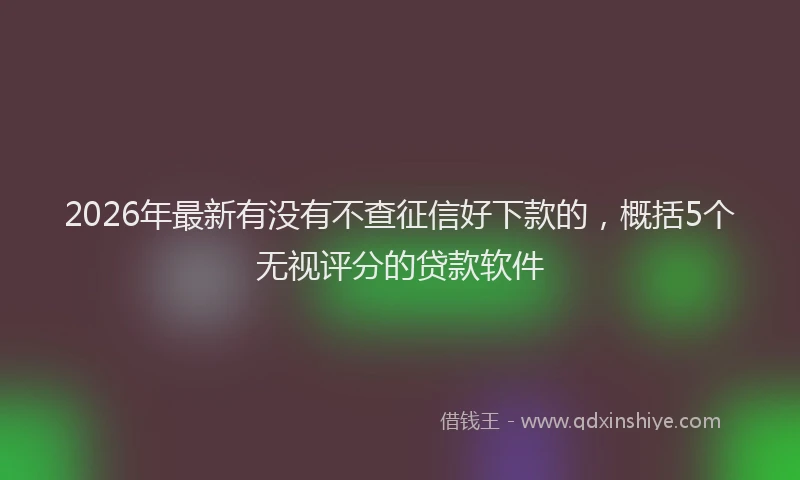 2026年最新有没有不查征信好下款的，概括5个无视评分的贷款软件