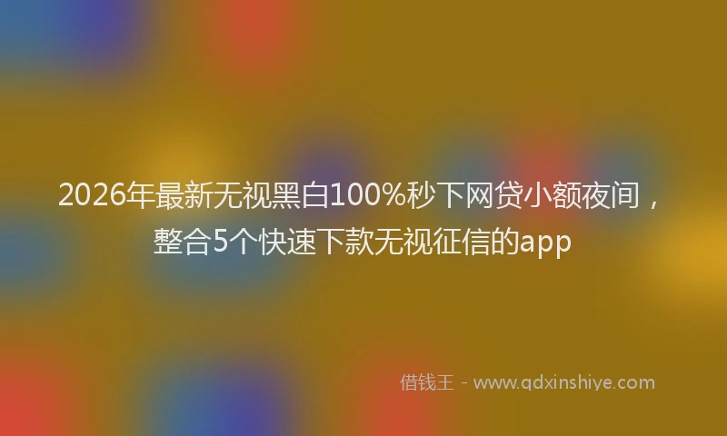 2026年最新无视黑白100%秒下网贷小额夜间，整合5个快速下款无视征信的app