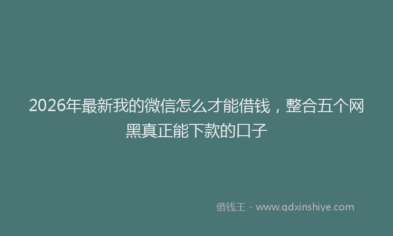 2026年最新我的微信怎么才能借钱，整合五个网黑真正能下款的口子