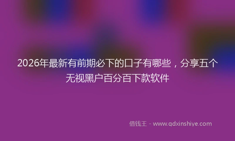 2026年最新有前期必下的口子有哪些，分享五个无视黑户百分百下款软件
