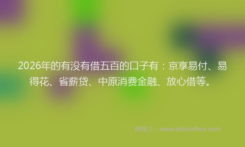 2026年的有没有借五百的口子有：京享易付、易得花、省薪贷、中原消费金融、放心借等。